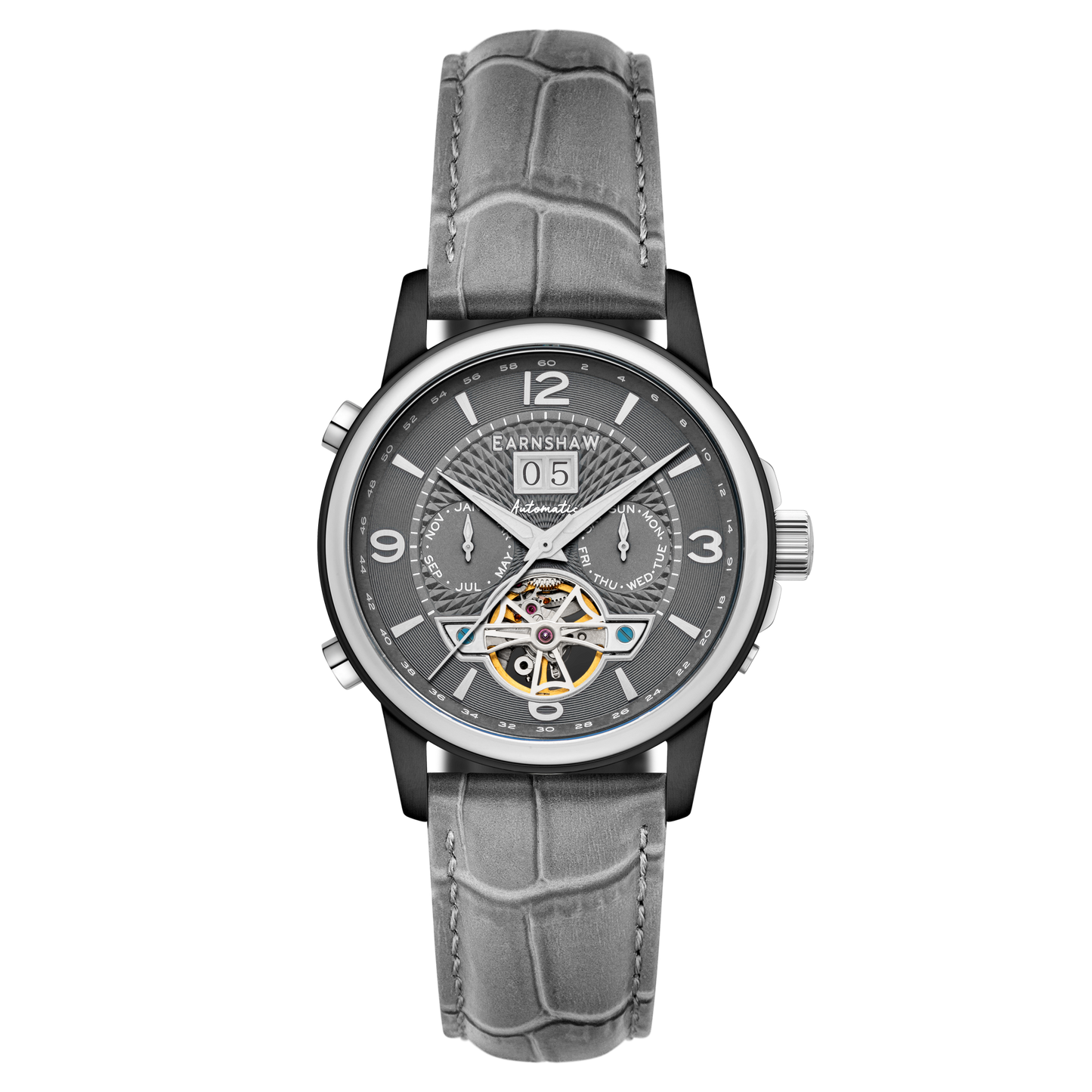 Thomas Earnshaw Men's 42mm Marlyebone Automatic Grand Date Calendar Leather Strap Watch