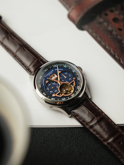 Thomas Earnshaw Men's 43mm Baron Grand Open Heart Automatic Strap Watch