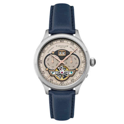 Thomas Earnshaw Men's 43mm Baron Grand Open Heart Automatic Strap Watch