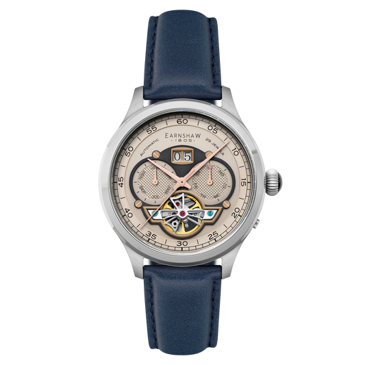 Thomas Earnshaw Men's 43mm Baron Grand Open Heart Automatic Strap Watch