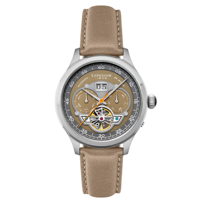 Thomas Earnshaw Men's 43mm Baron Grand Open Heart Automatic Strap Watch