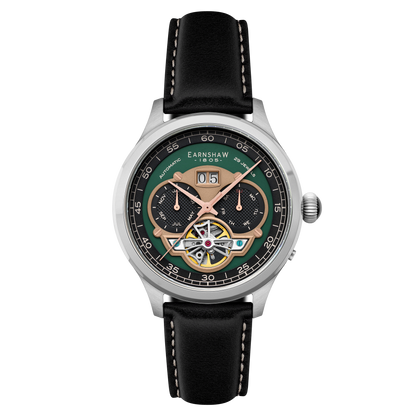 Thomas Earnshaw Men's 43mm Baron Grand Open Heart Automatic Strap Watch