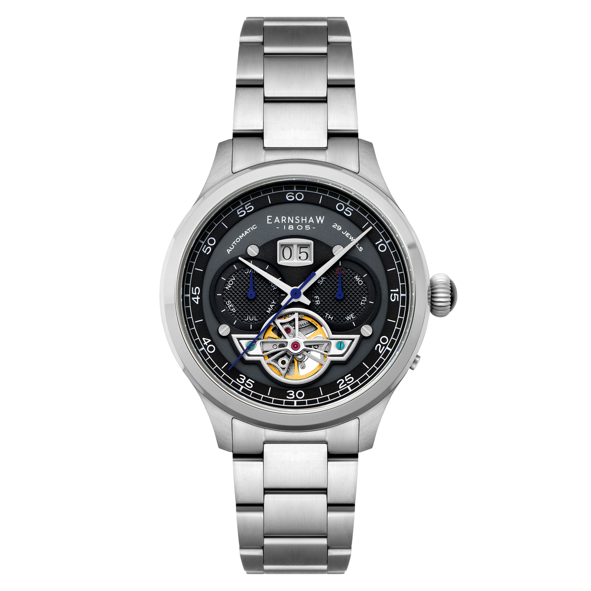 Thomas Earnshaw Men's 43mm Baron Grand Open Heart Automatic Bracelet Watch
