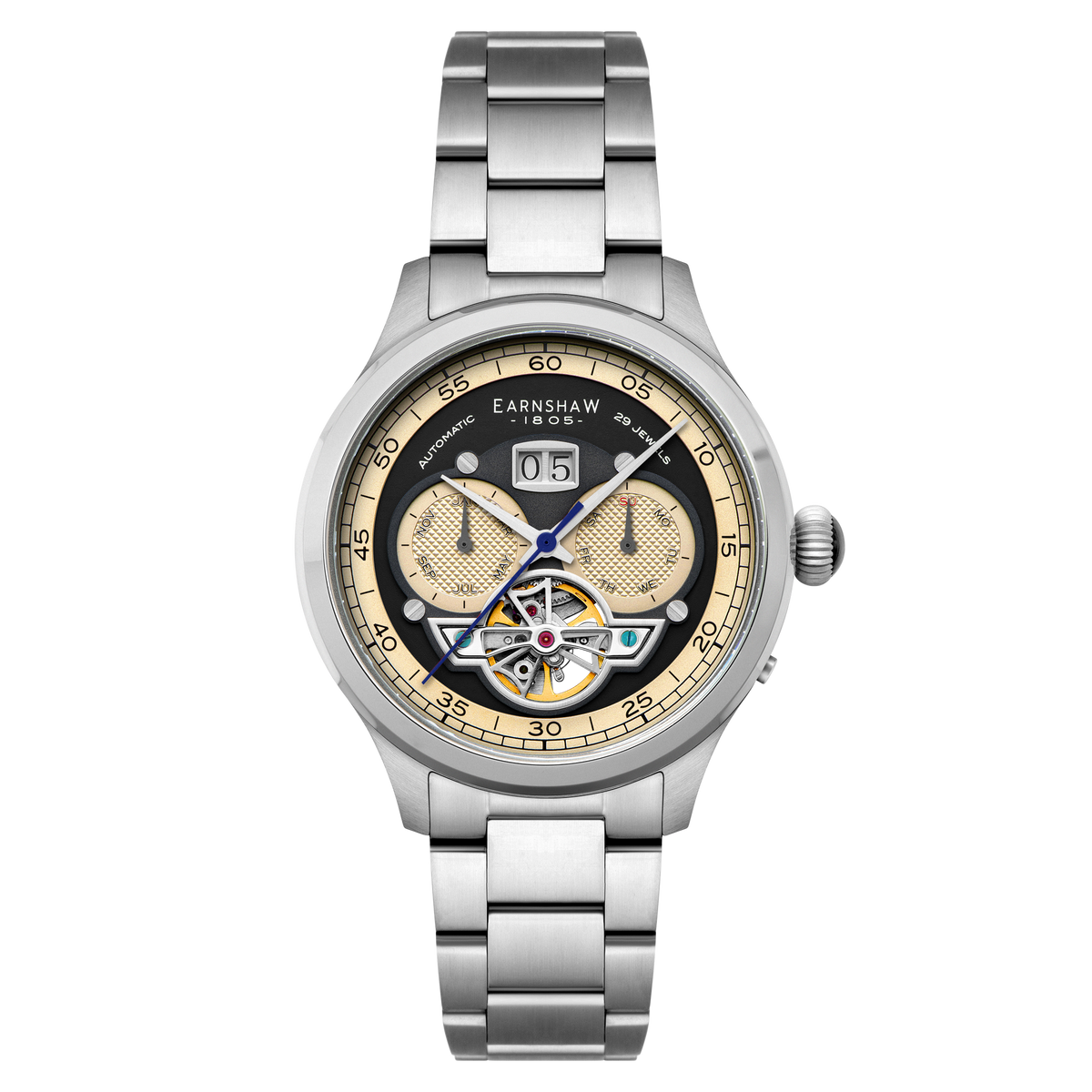 Thomas Earnshaw Men's 43mm Baron Grand Open Heart Automatic Bracelet Watch