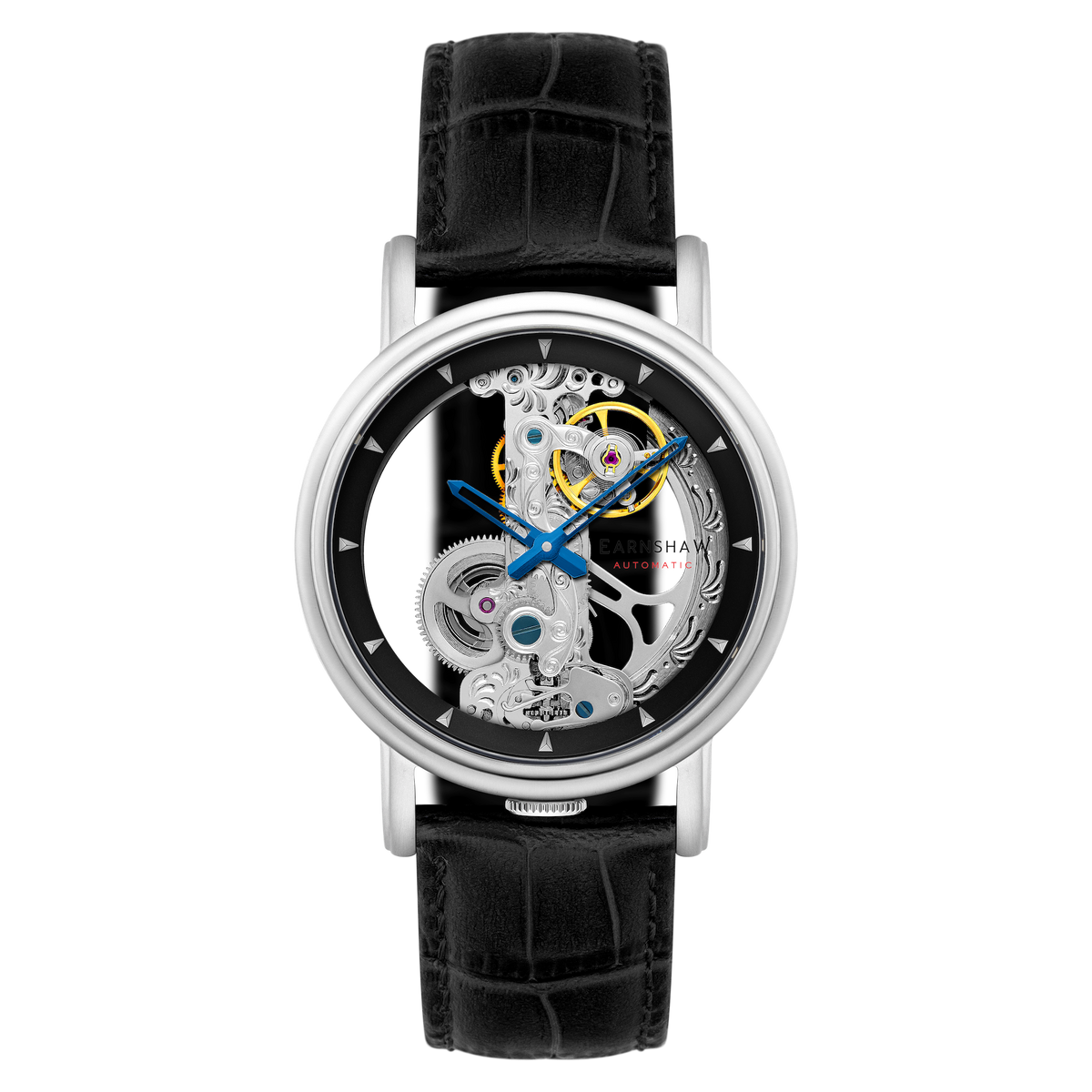 Thomas Earnshaw Men's 43mm Fowler Bridge Automatic Leather Strap Watch