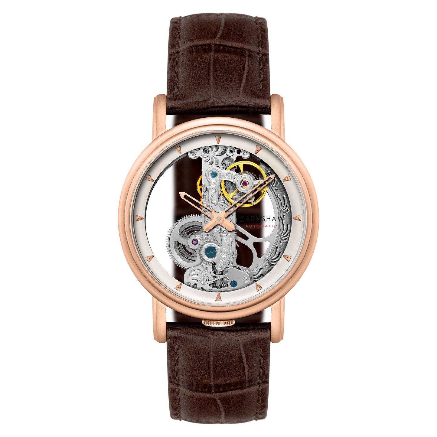 Thomas Earnshaw Men's 43mm Fowler Bridge Automatic Leather Strap Watch