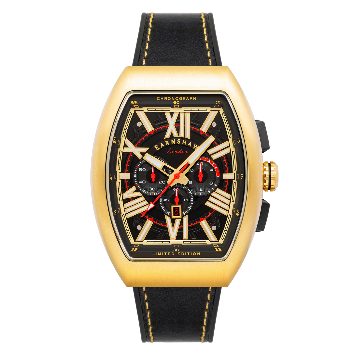 Thomas Earnshaw Men's 45mm Supremacy Quartz Chronograph Leather Strap Watch