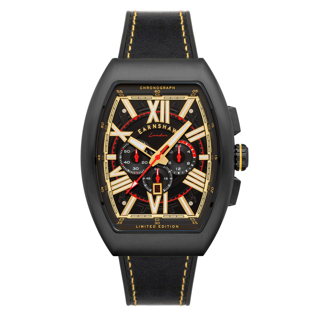 Thomas Earnshaw Men's 45mm Supremacy Quartz Chronograph Leather Strap Watch