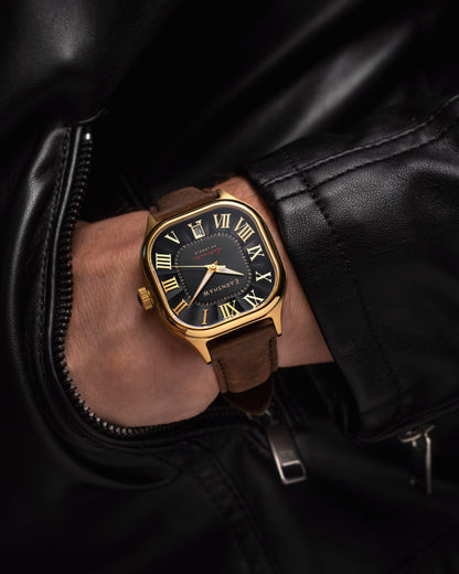 Thomas Earnshaw Men's 39mm Coussin Automatic Square Leather Strap Watch