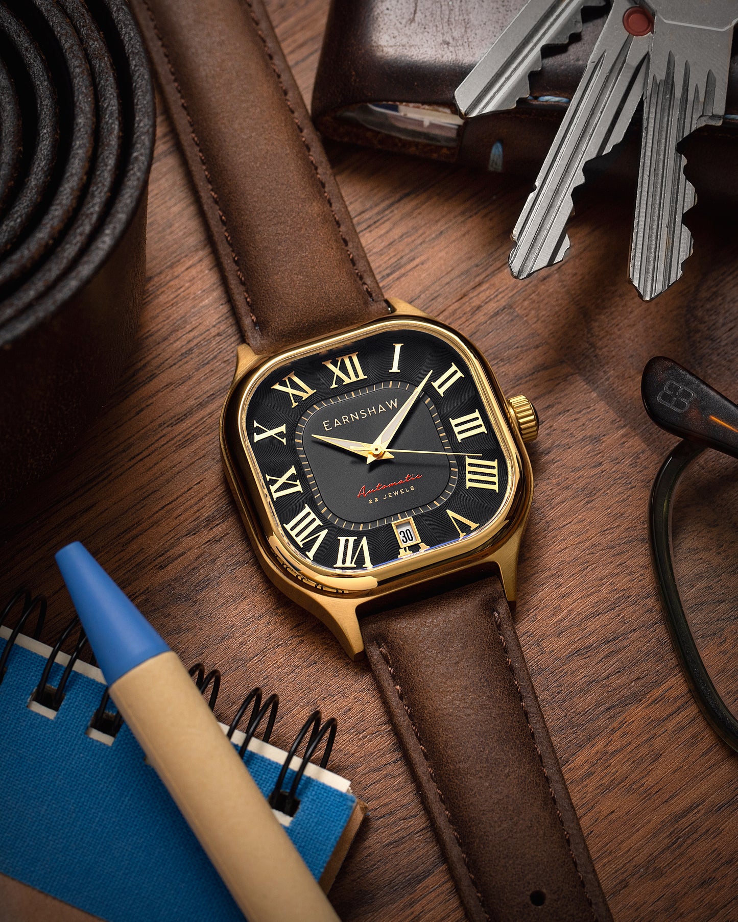 Thomas Earnshaw Men's 39mm Coussin Automatic Square Bracelet Watch