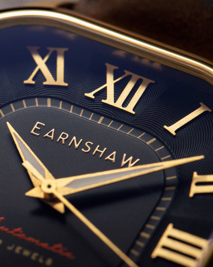 Thomas Earnshaw Men's 39mm Coussin Automatic Square Leather Strap Watch