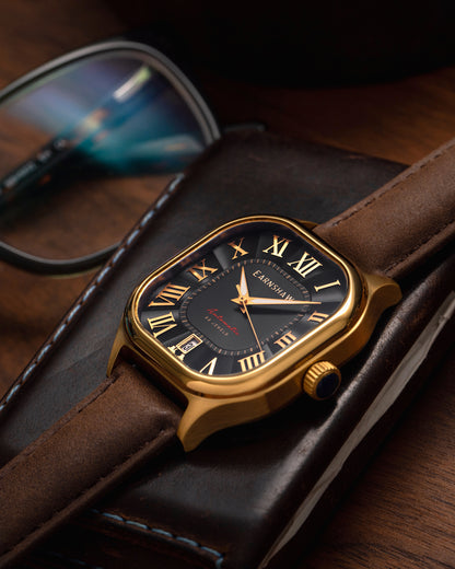 Thomas Earnshaw Men's 39mm Coussin Automatic Square Leather Strap Watch