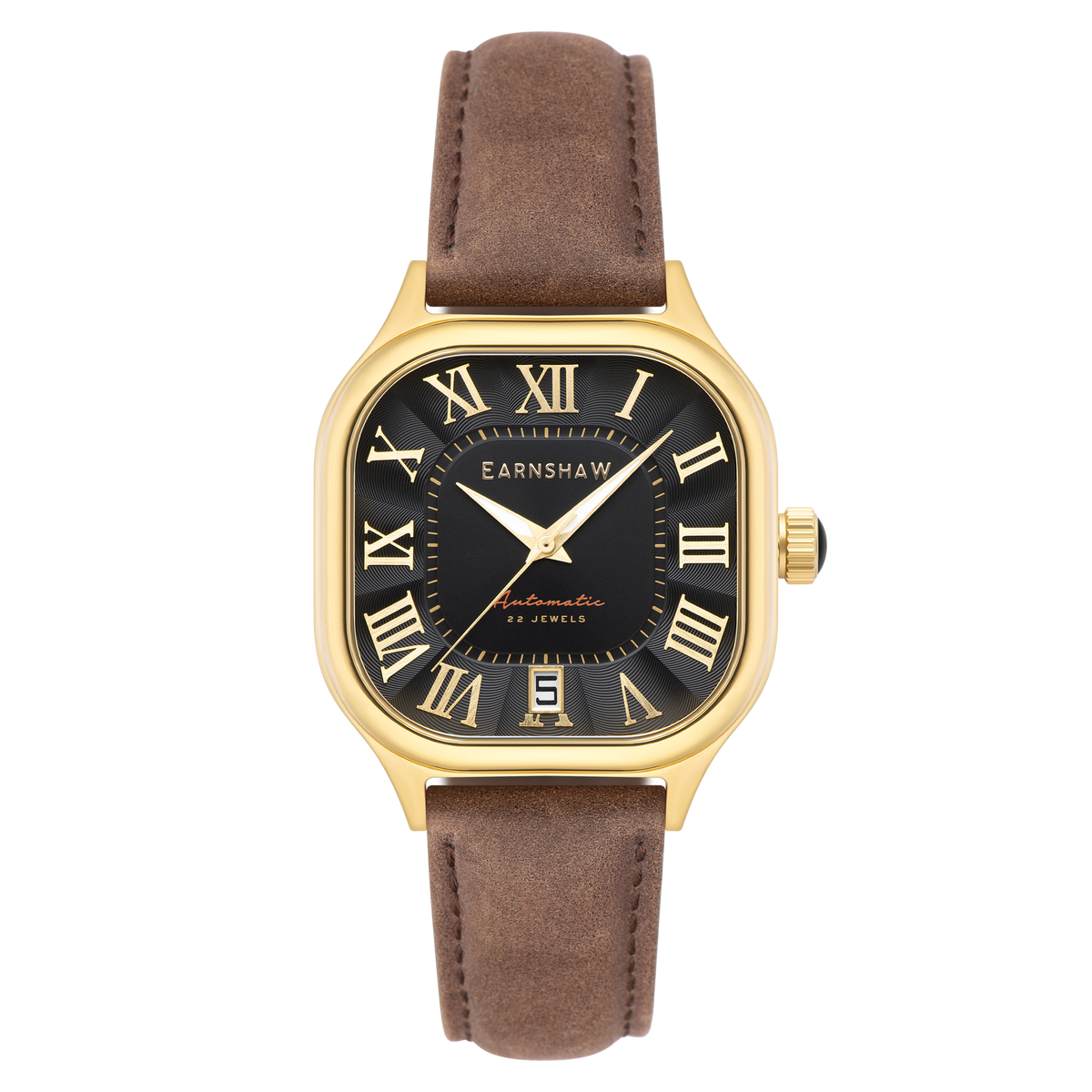 Thomas Earnshaw Men's 39mm Coussin Automatic Square Leather Strap Watch