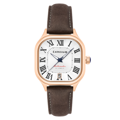 Thomas Earnshaw Men's 39mm Coussin Automatic Square Leather Strap Watch