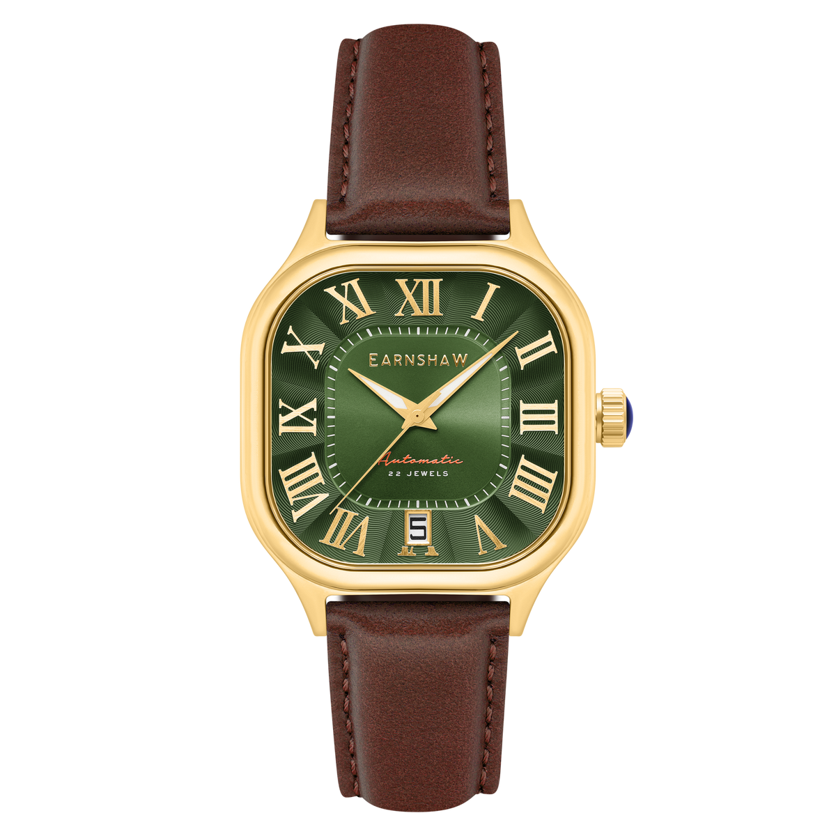 Thomas Earnshaw Men's 39mm Coussin Automatic Square Leather Strap Watch
