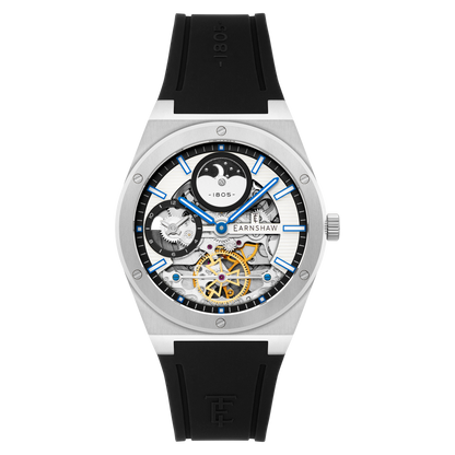 Thomas Earnshaw Men's 42mm Drake Dual Time Automatic Open Heart Strap Watch