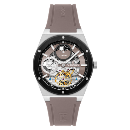 Thomas Earnshaw Men's 42mm Drake Dual Time Automatic Open Heart Strap Watch