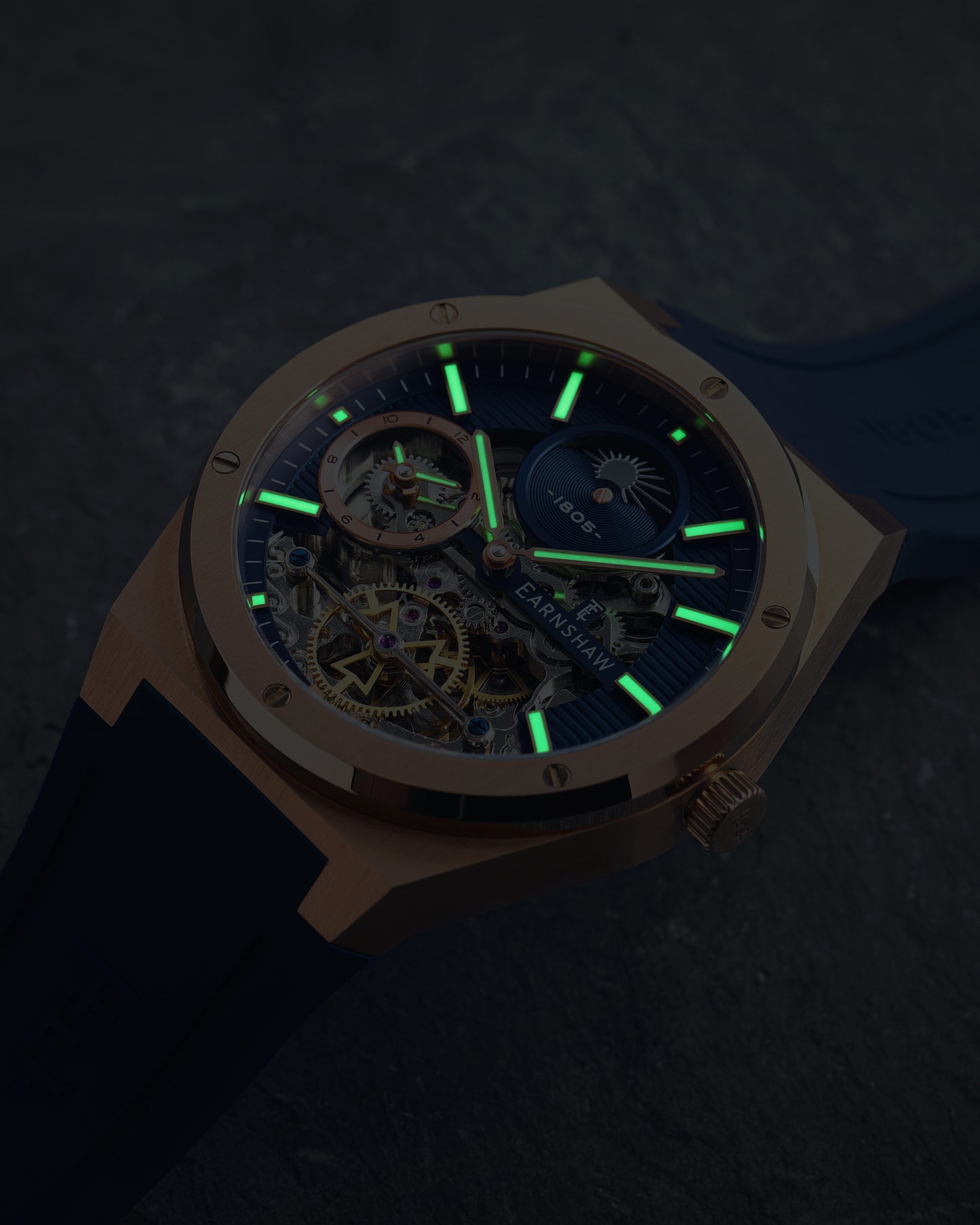 Thomas Earnshaw Men's 42mm Drake Dual Time Automatic Open Heart Bracelet Watch