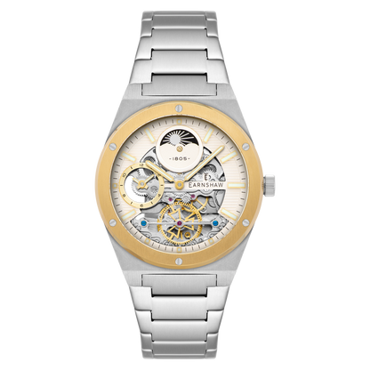 Thomas Earnshaw Men's 42mm Drake Dual Time Automatic Open Heart Bracelet Watch