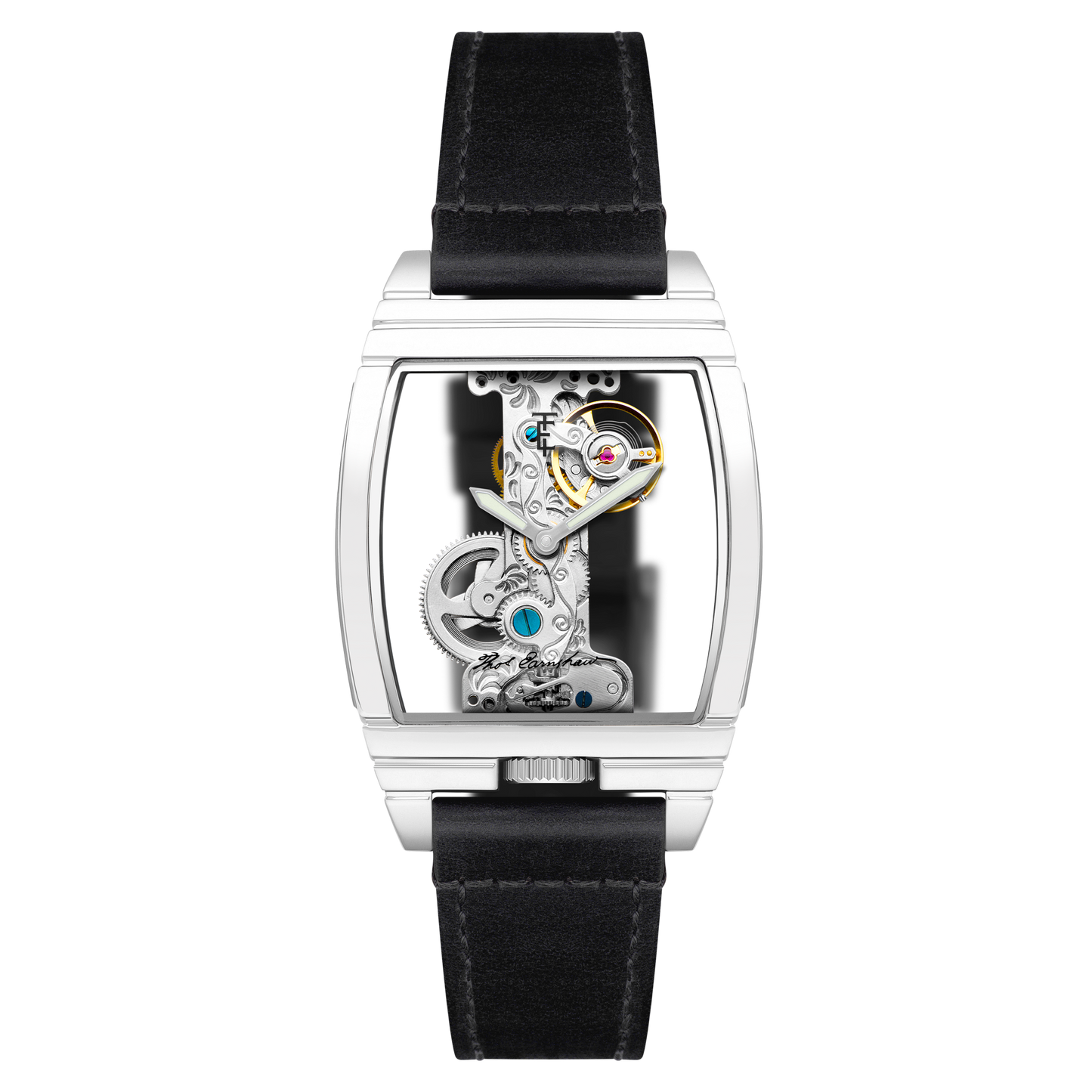 Thomas Earnshaw Men's 36mm Wolver Bridge Mechanical Barrel Case Leather Strap Watch