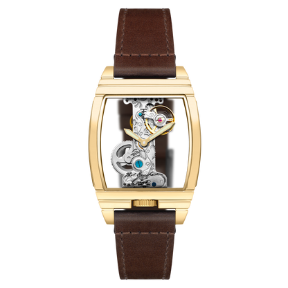 Thomas Earnshaw Men's 36mm Wolver Bridge Mechanical Barrel Case Leather Strap Watch