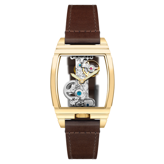 Thomas Earnshaw Men's 36mm Wolver Bridge Mechanical Barrel Case Leather Strap Watch