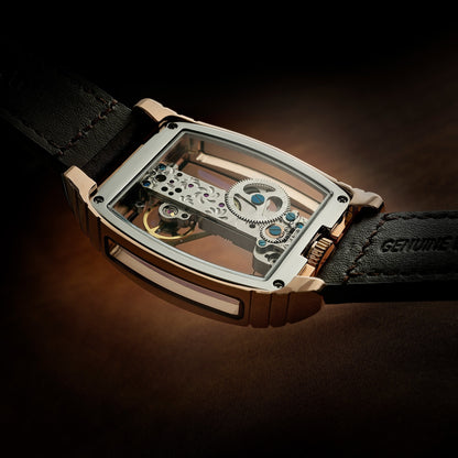 Thomas Earnshaw Men's 36mm Wolver Bridge Mechanical Barrel Case Leather Strap Watch