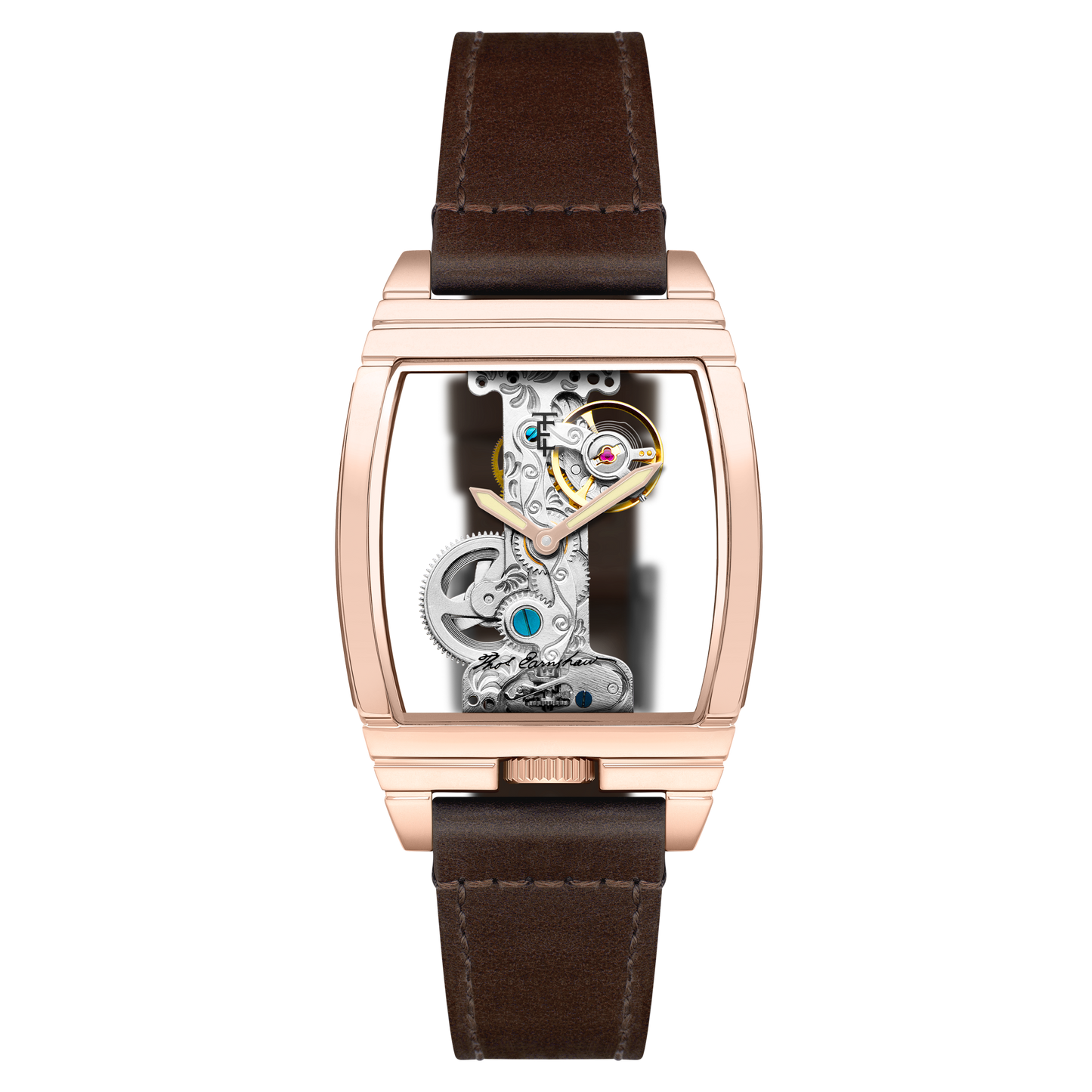 Thomas Earnshaw Men's 36mm Wolver Bridge Mechanical Barrel Case Leather Strap Watch