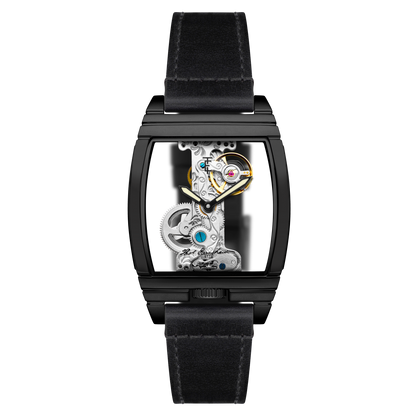 Thomas Earnshaw Men's 36mm Wolver Bridge Mechanical Barrel Case Leather Strap Watch