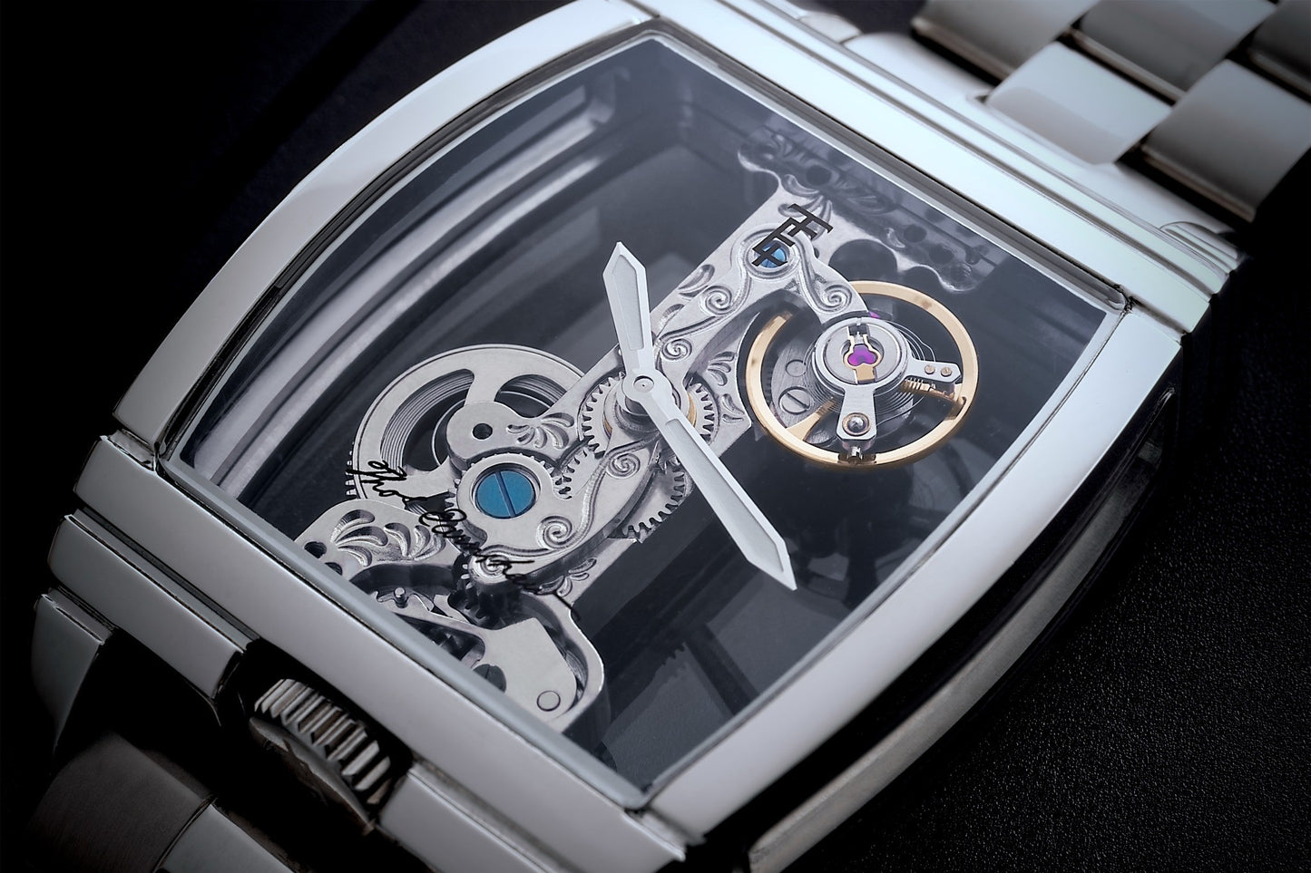 Thomas Earnshaw Men's 36mm Wolver Bridge Mechanical Barrel Case Bracelet Watch