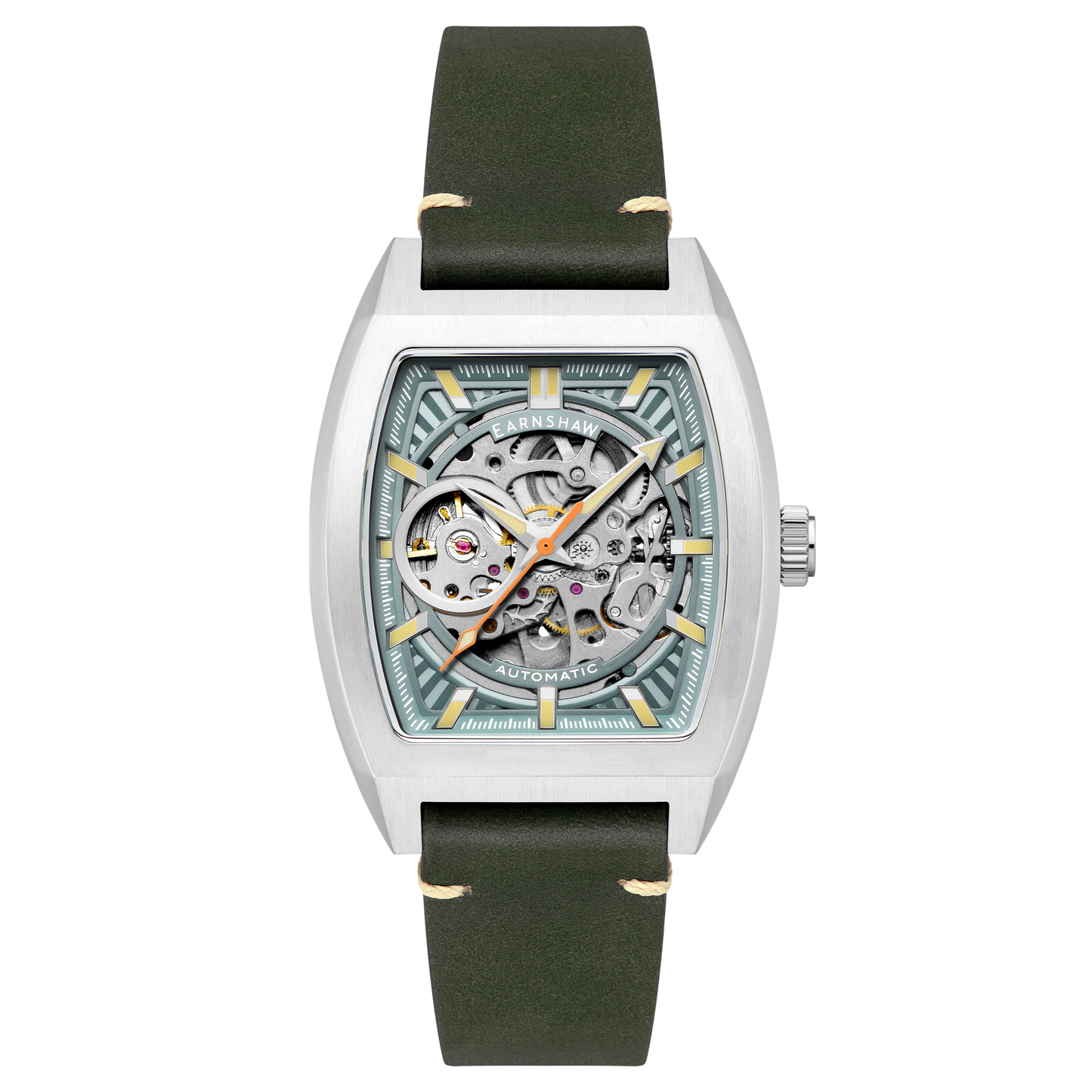 Thomas Earnshaw Men's 40mm Wellington Automatic Skeletonized Tonneau Strap Watch