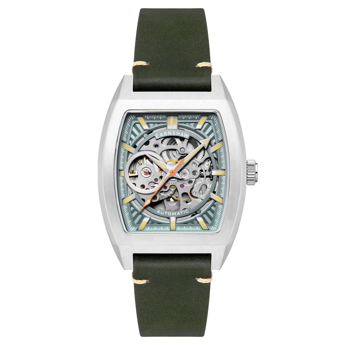 Thomas Earnshaw Men's 40mm Wellington Automatic Skeletonized Tonneau Strap Watch
