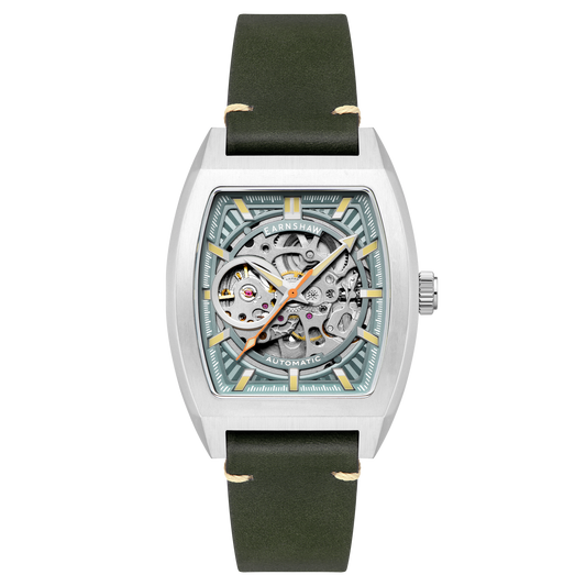 Thomas Earnshaw Men's 40mm Wellington Automatic Skeletonized Tonneau Strap Watch