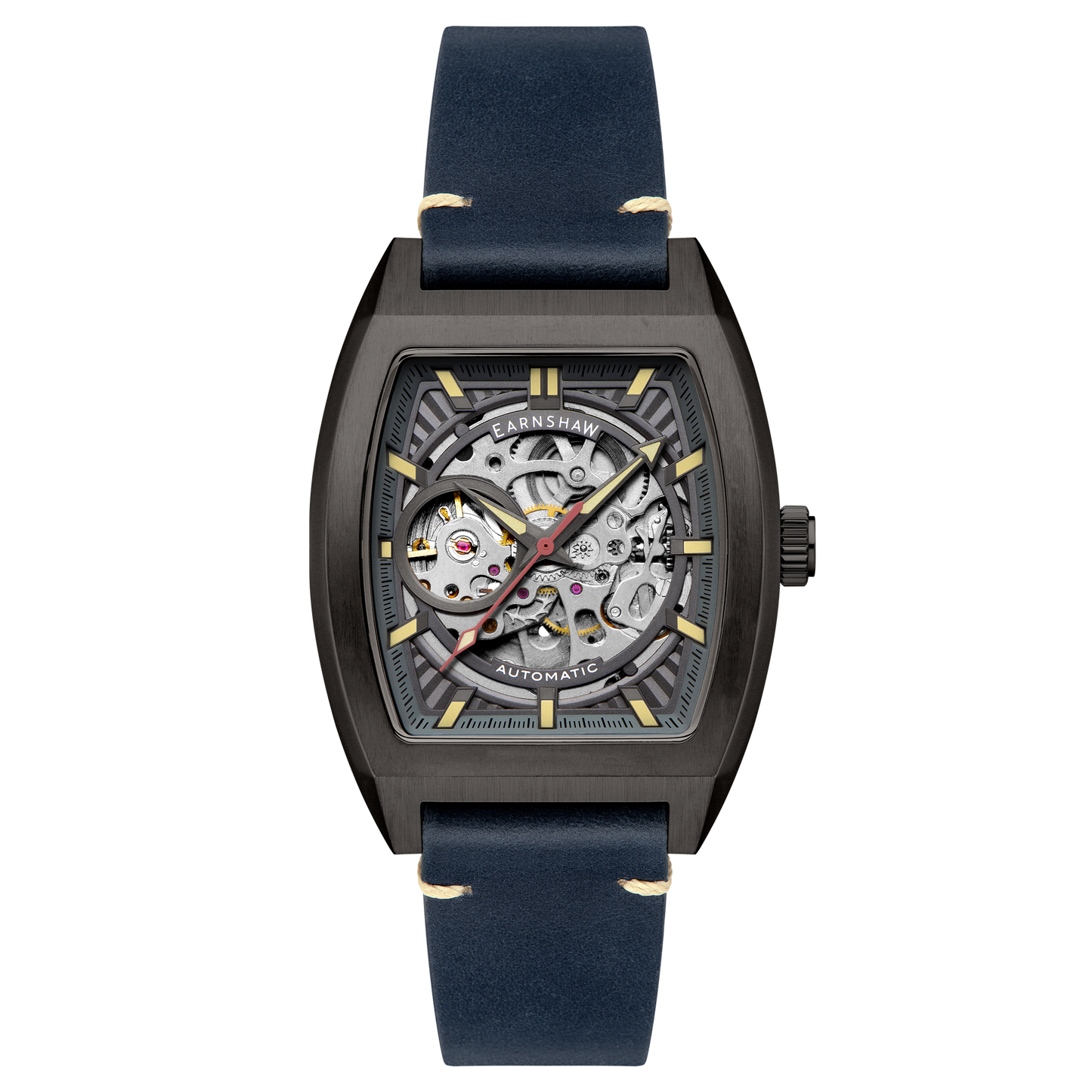 Thomas Earnshaw Men's 40mm Wellington Automatic Skeletonized Tonneau Strap Watch