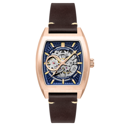Thomas Earnshaw Men's 40mm Wellington Automatic Skeletonized Tonneau Strap Watch