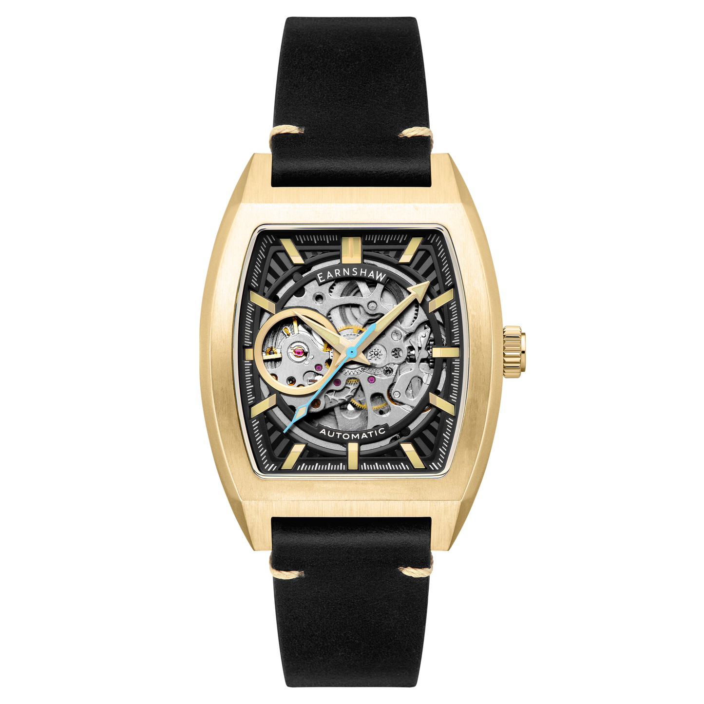 Thomas Earnshaw Men's 40mm Wellington Automatic Skeletonized Tonneau Strap Watch