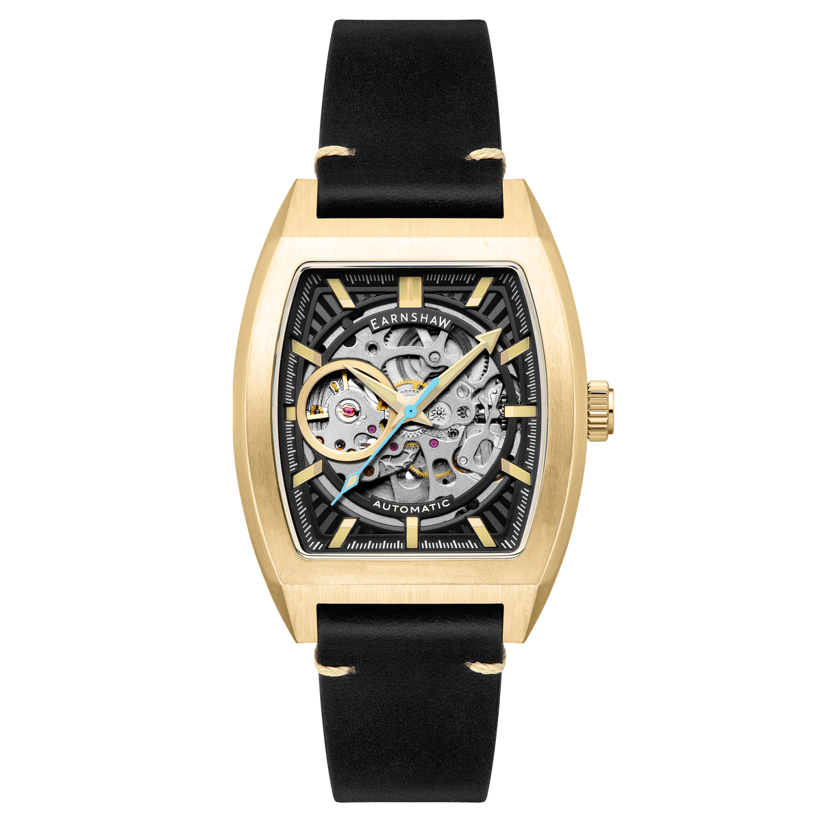 Thomas Earnshaw Men's 40mm Wellington Automatic Skeletonized Tonneau Strap Watch