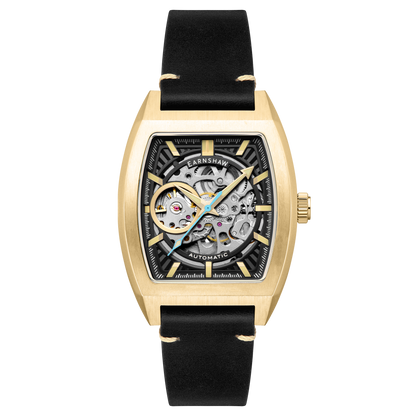 Thomas Earnshaw Men's 40mm Wellington Automatic Skeletonized Tonneau Strap Watch