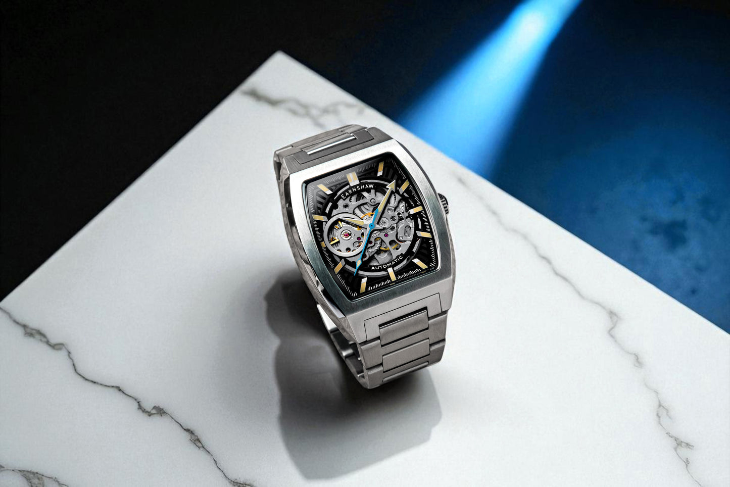 Thomas Earnshaw Men's 40mm Wellington Automatic Skeletonized Tonneau Bracelet Watch