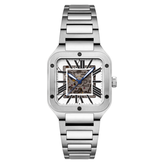 Thomas Earnshaw Men's 36mm Lennox Automatic Skeletonized Square Bracelet Watch