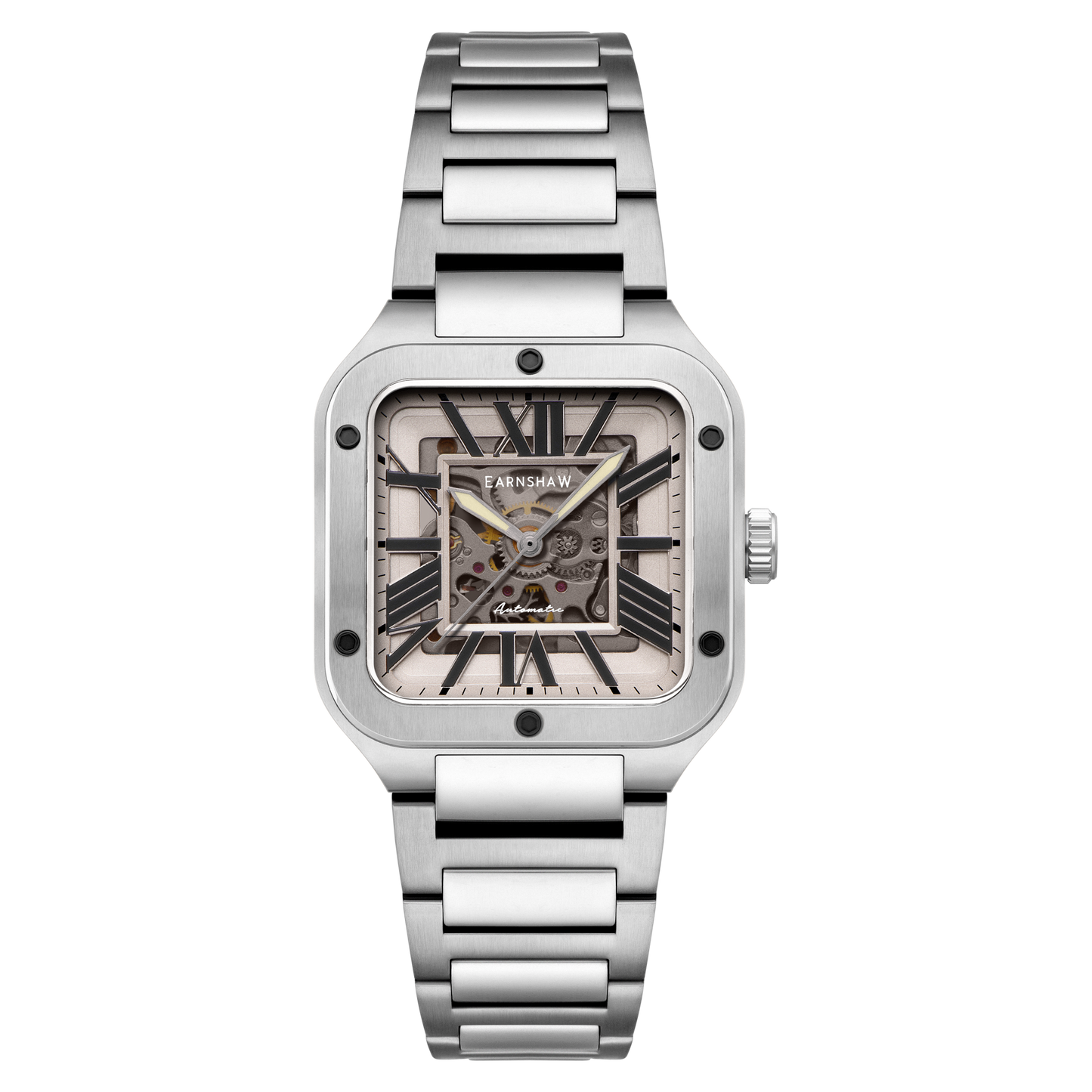 Thomas Earnshaw Men's 36mm Lennox Automatic Skeletonized Square Bracelet Watch