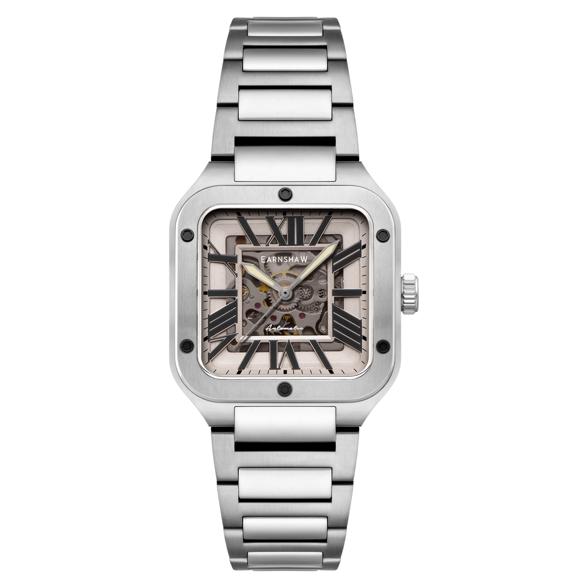 Thomas Earnshaw Men's 36mm Lennox Automatic Skeletonized Square Bracelet Watch