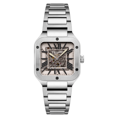 Thomas Earnshaw Men's 36mm Lennox Automatic Skeletonized Square Bracelet Watch