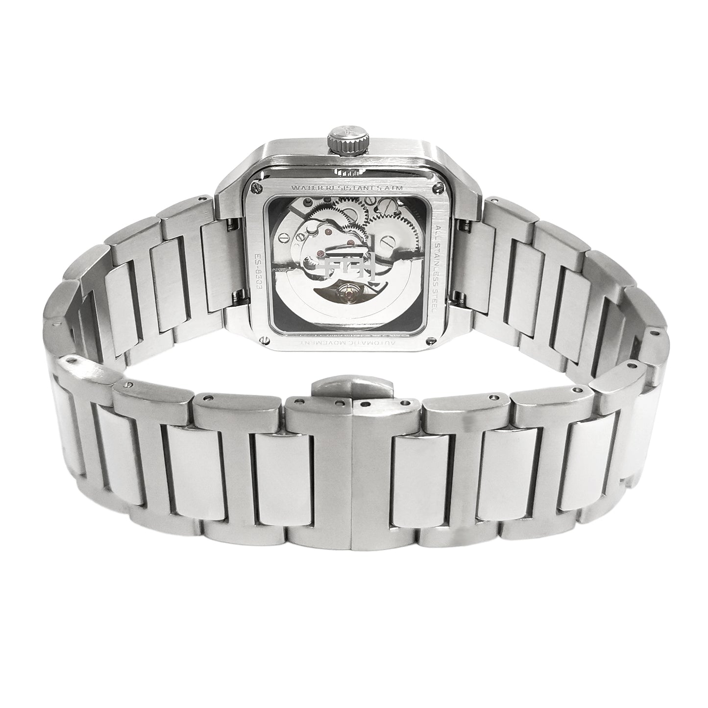Thomas Earnshaw Men's 36mm Lennox Automatic Skeletonized Square Bracelet Watch