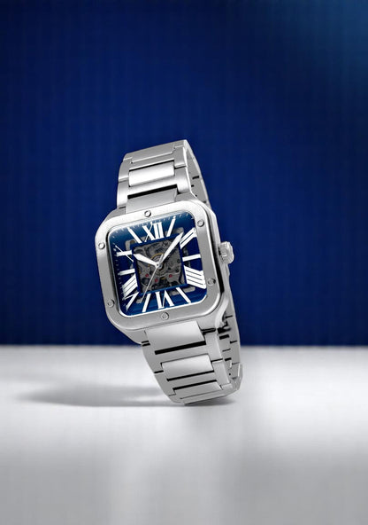 Thomas Earnshaw Men's 36mm Lennox Automatic Skeletonized Square Bracelet Watch
