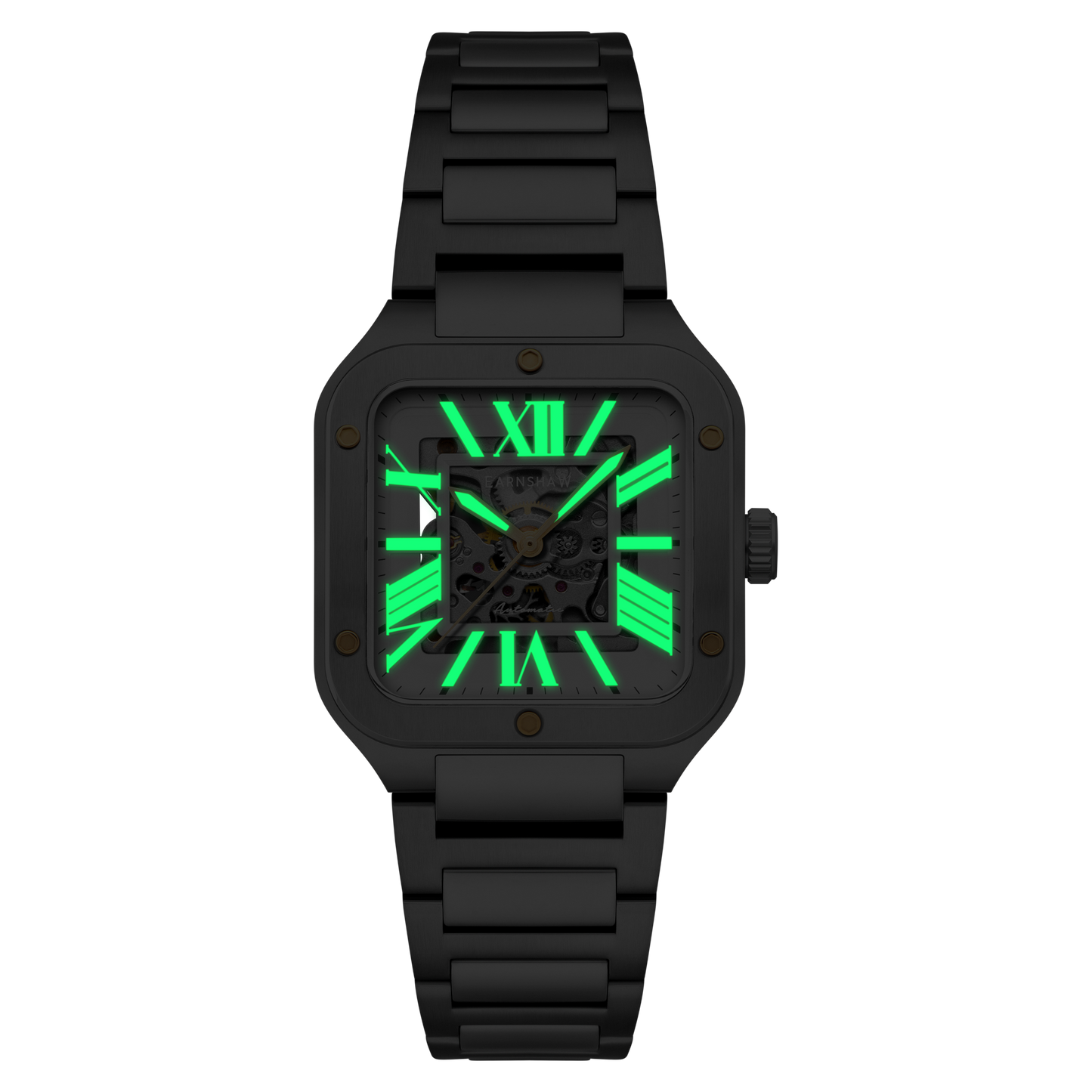 Thomas Earnshaw Men's 36mm Lennox Automatic Skeletonized Square Bracelet Watch