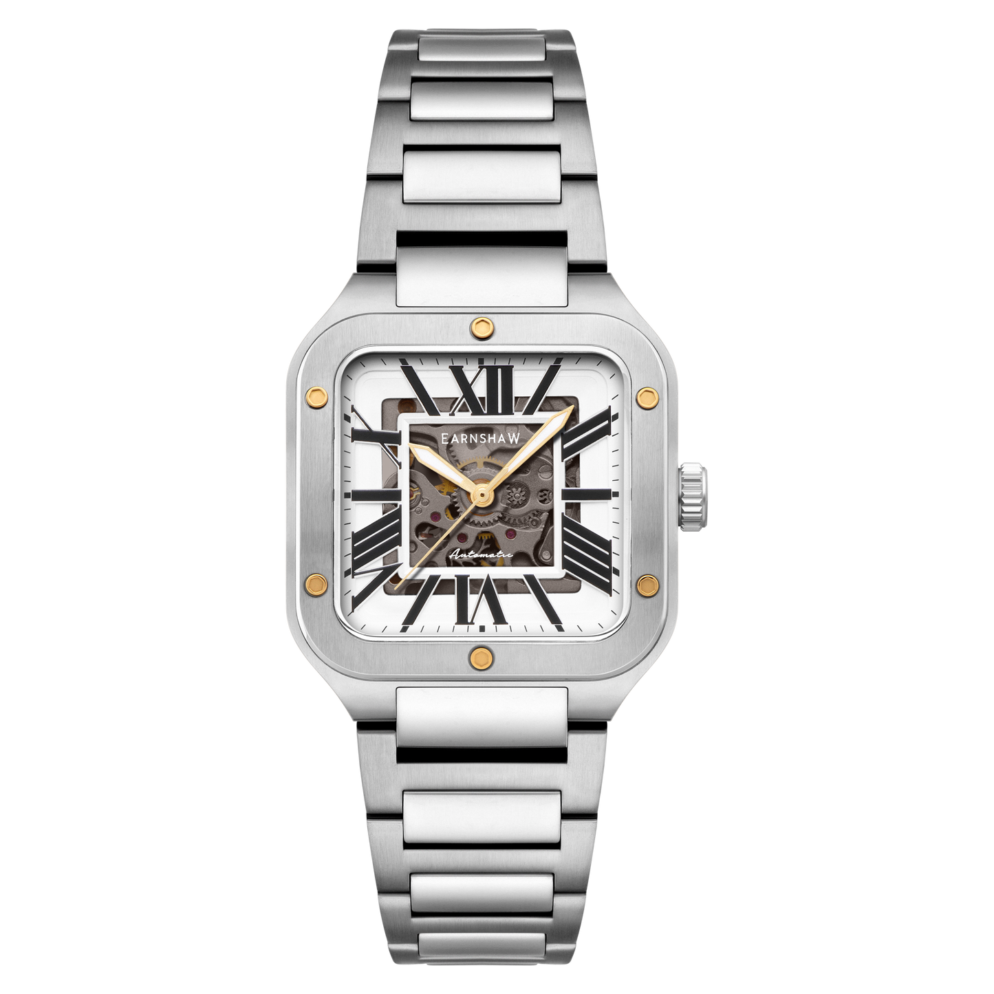 Thomas Earnshaw Men's 36mm Lennox Automatic Skeletonized Square Bracelet Watch
