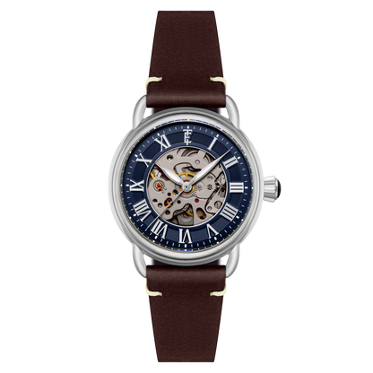 Thomas Earnshaw Men's 40mm Investigator 40 Automatic Skeletonized Dial Leather Strap Watch