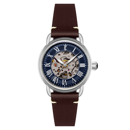 Thomas Earnshaw Men's 40mm Investigator 40 Automatic Skeletonized Dial Leather Strap Watch