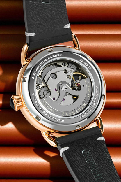Thomas Earnshaw Men's 40mm Investigator 40 Automatic Skeletonized Dial Leather Strap Watch